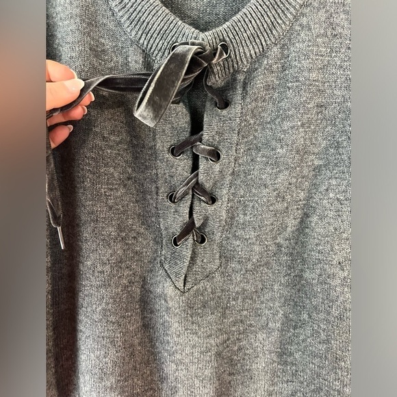 Rails Olivia Wool & Cashmere Charcoal Lace Up Sweater S - Picture 5 of 11
